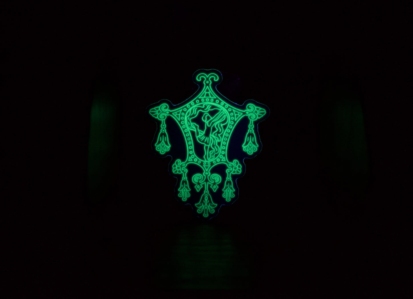 Cameo Depression Glass Glow in the Dark Vinyl Sticker