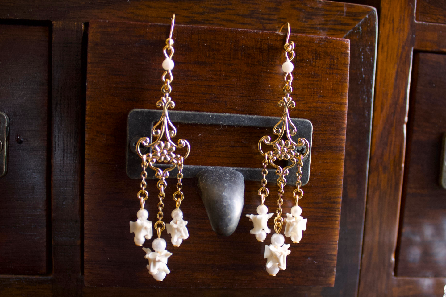 Pearl Rattlesnake Bone Earrings