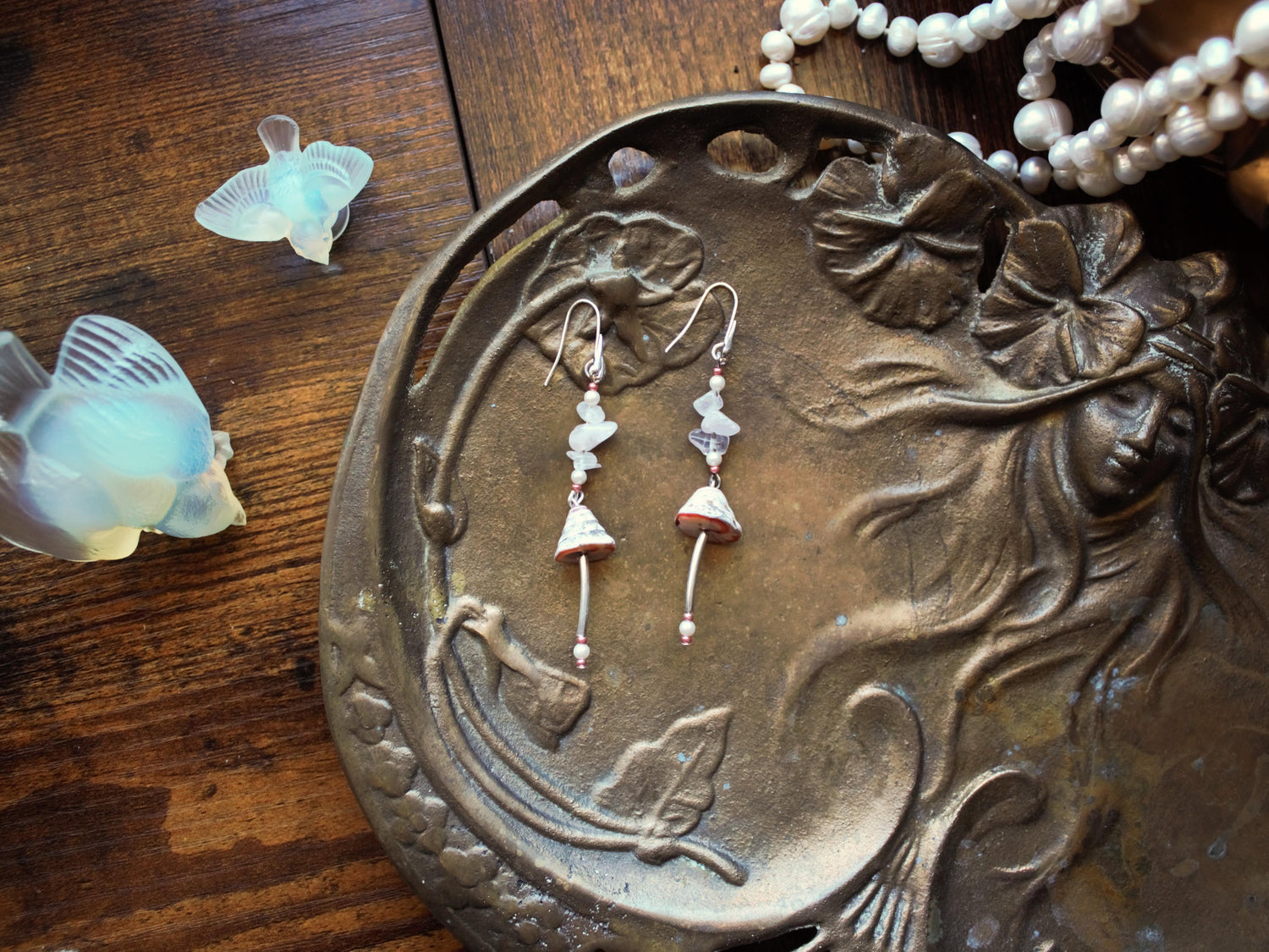 Seashell Mushroom Earrings