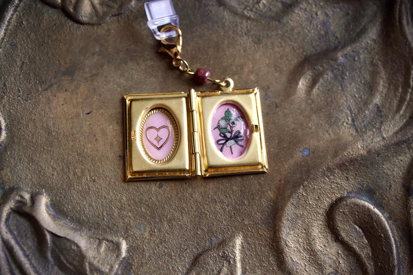 Pink Flower Storybook Locket Charm