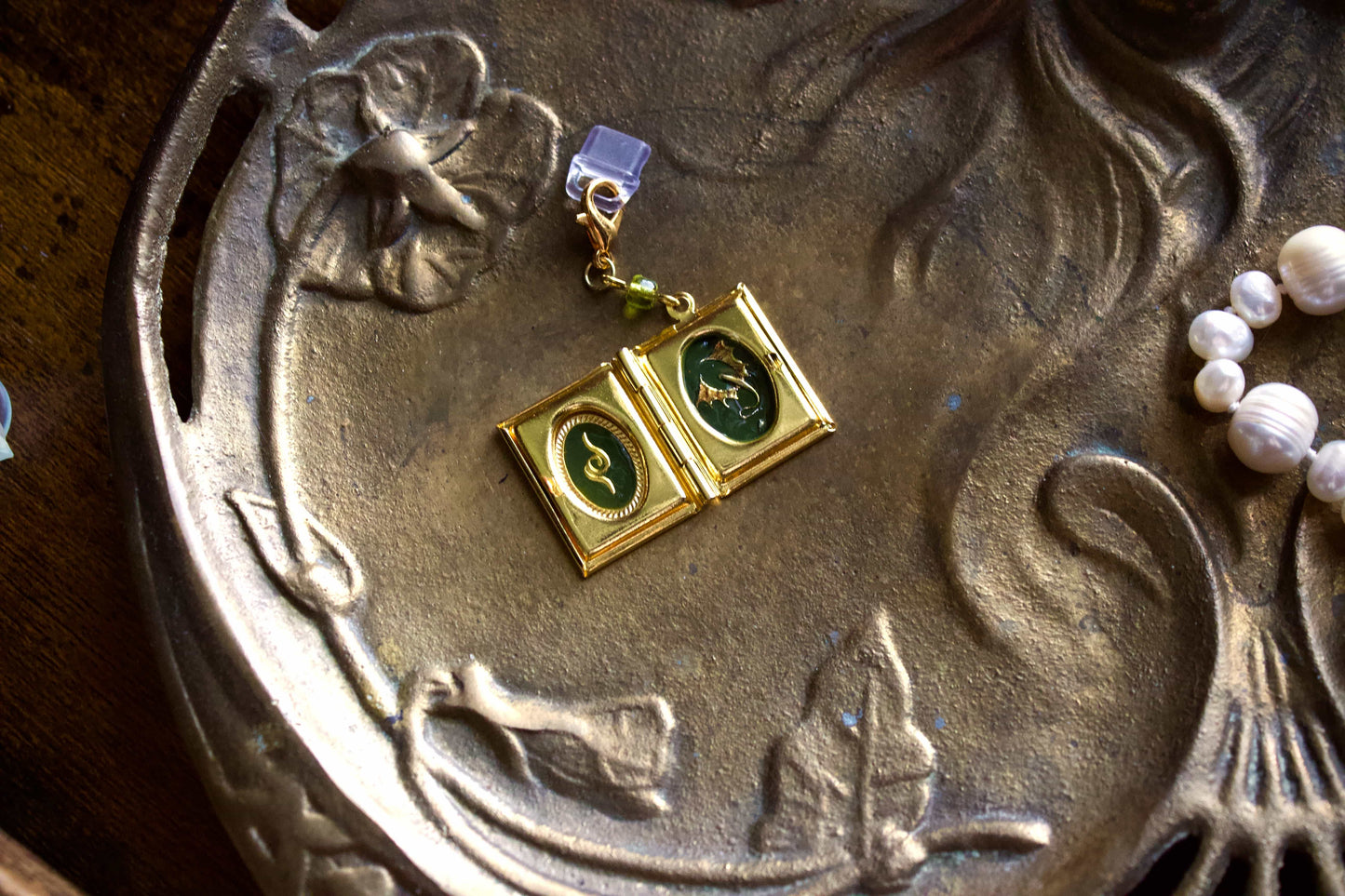 Green Dragon Storybook Locket Charm