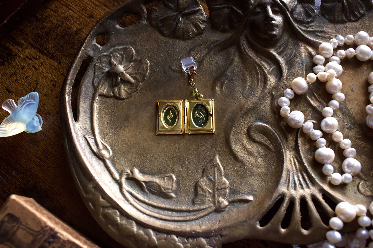 Green Dragon Storybook Locket Charm