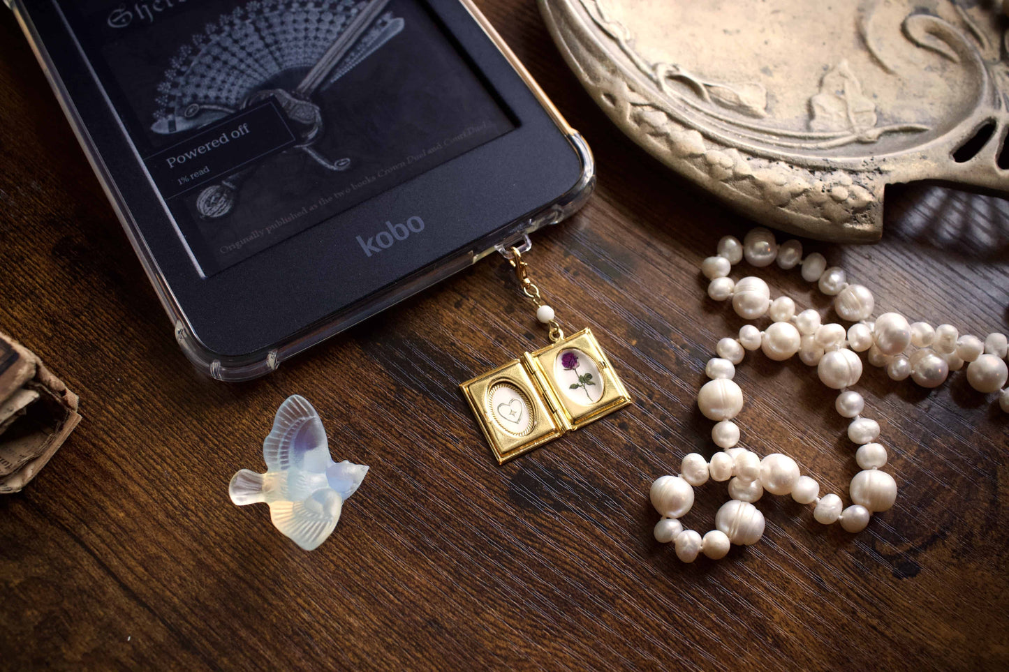 White Rose Storybook Locket Charm