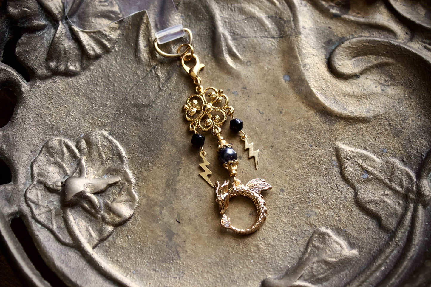 Gold Storm Dragon Charm