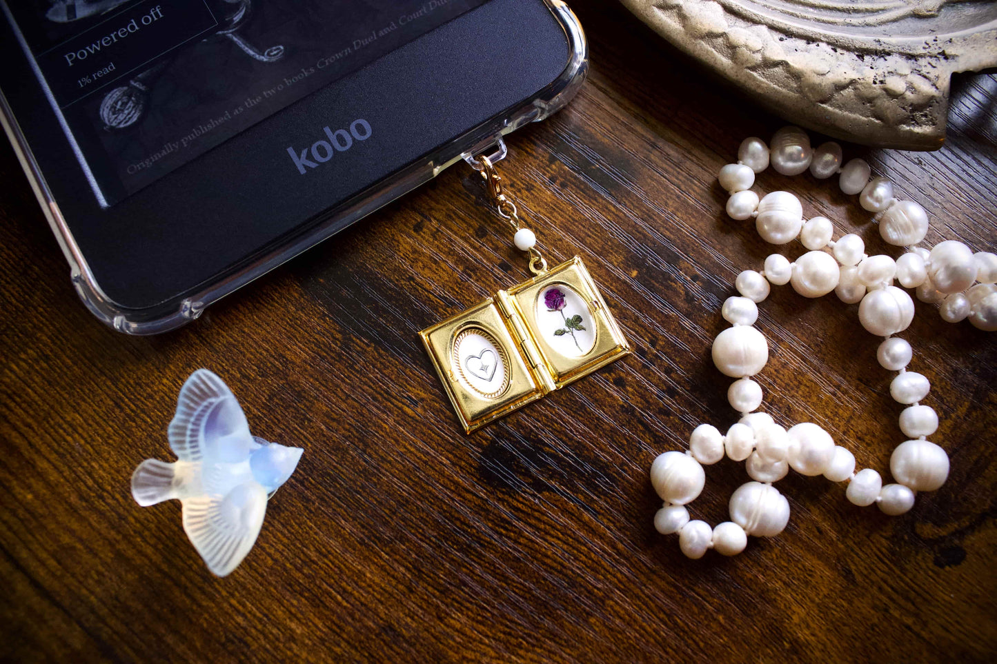 White Rose Storybook Locket Charm