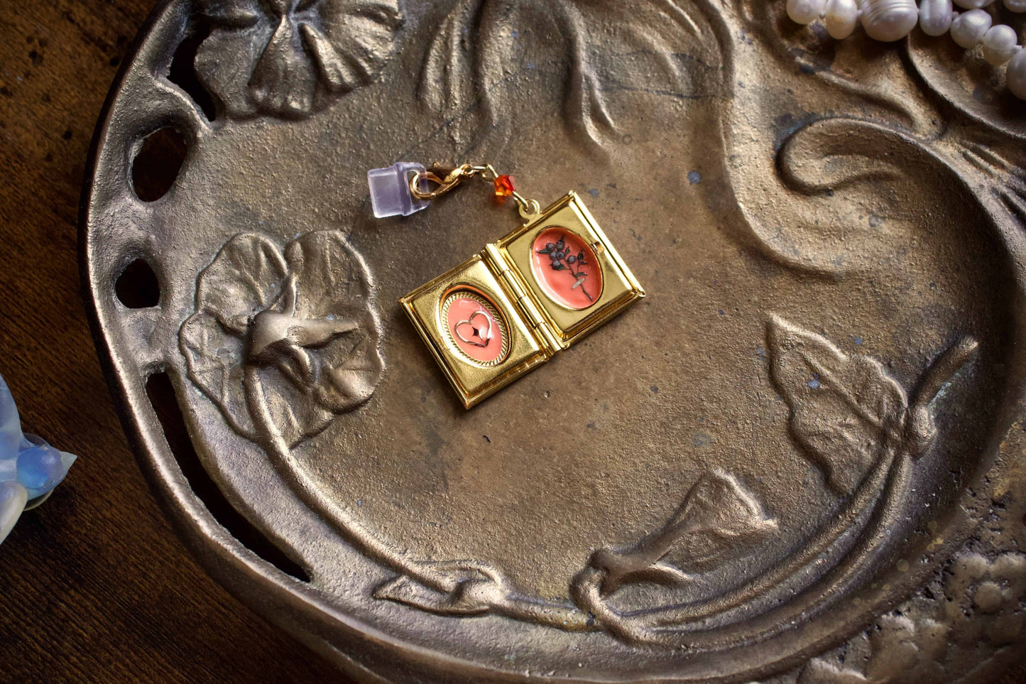 Coral Dragon Storybook Locket Charm