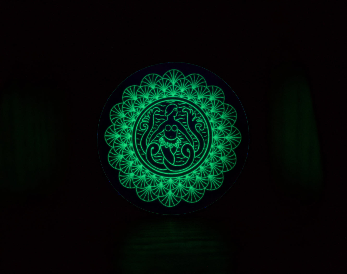 Mermaid Depression Glass Glow in the Dark Vinyl Sticker