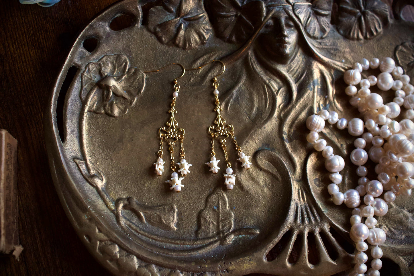 Pearl Rattlesnake Bone Earrings