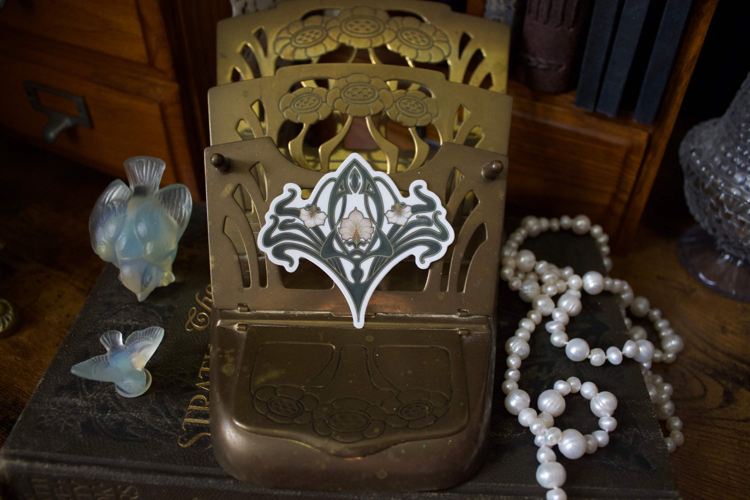 Art Nouveau Floral Vinyl Sticker
