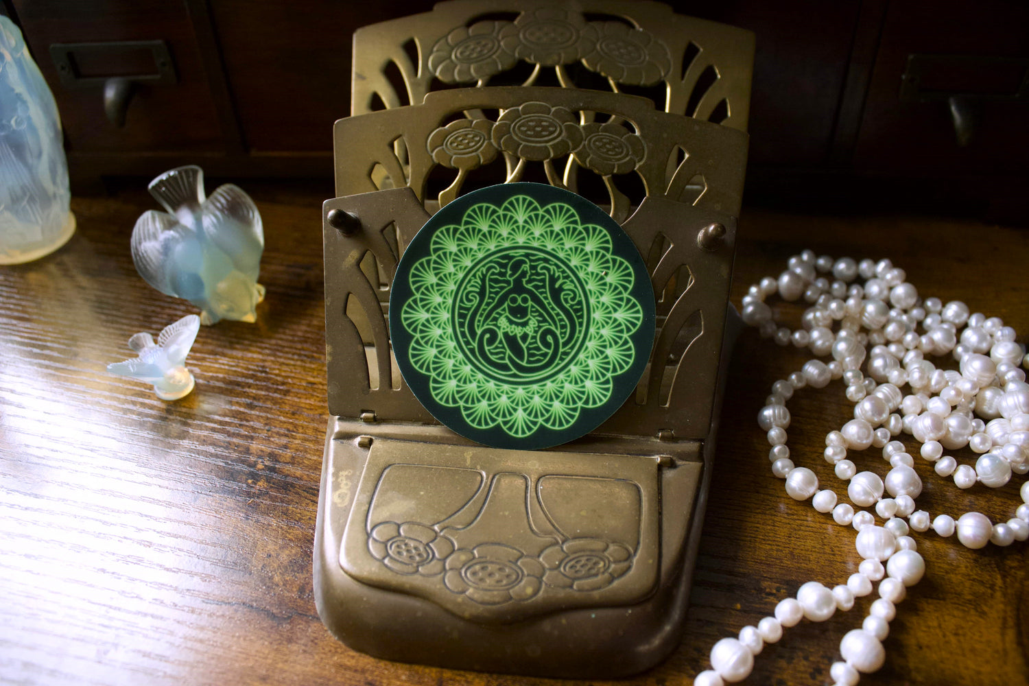 Mermaid Depression Glass Glow in the Dark Vinyl Sticker