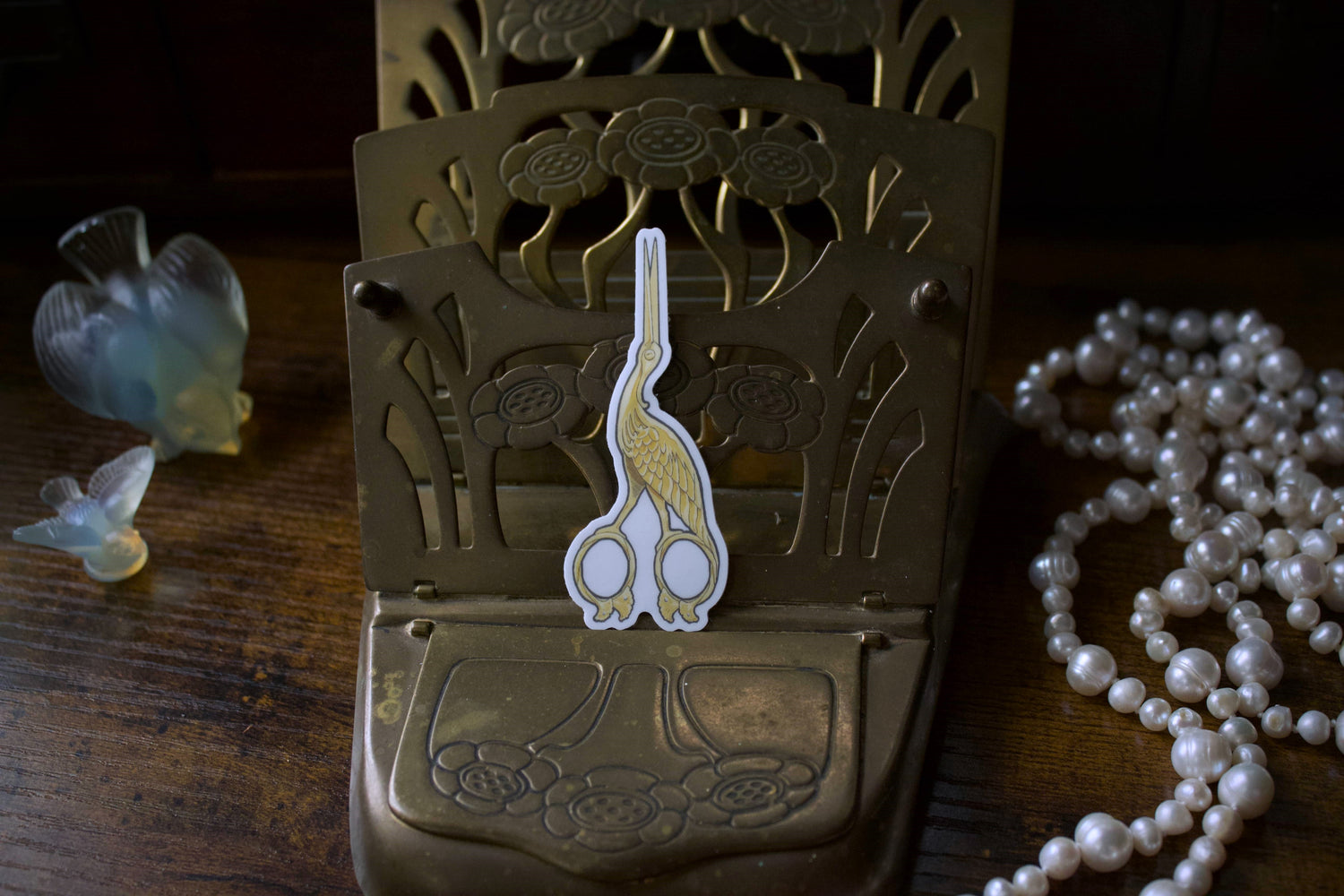 Crane Sewing Scissors Vinyl Sticker